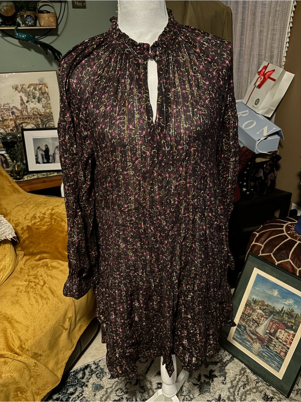 Birgitte Herskind Floral Long-Sleeve Tiered Peasant Dress -